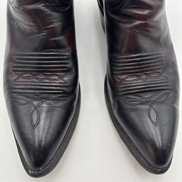Vintage Acme Mens 9.5D Western Cowboy Leather Boots Maroon 16106 Embroidered EUC - Picture 8 of 12